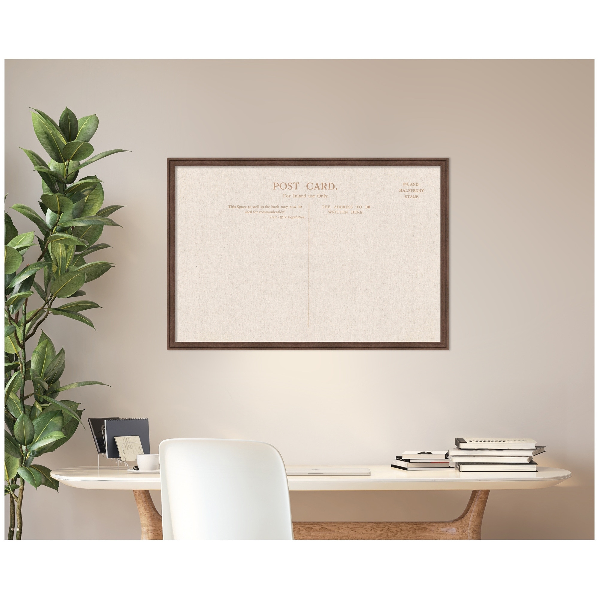 Kate and Laurel Framed Fabric Pinboard Linen Vintage Post Card Wall Organization