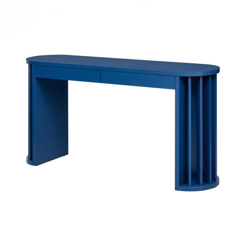 Console Table,Oak Veneer Sofa Table,Curved and Straight Line Design,Behind the Couch, Farmhouse Entryway Table for Entrance