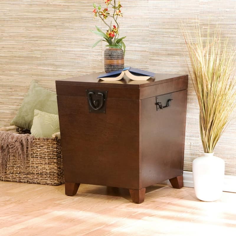 24" Solid Wood and Manufactured Wood Square End Table for Living Room - 21" x 20.75" x 24"