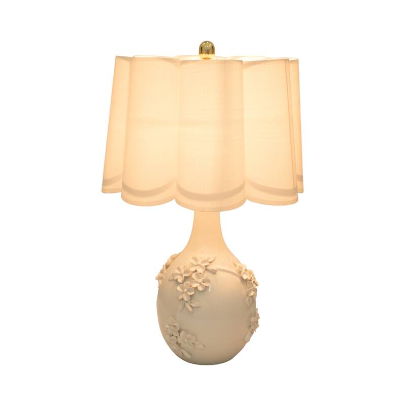 Sagebrook Home Cream Ceramic 25-inch Floral Applique Table Lamp Elegance - 16" x 16" x 25"