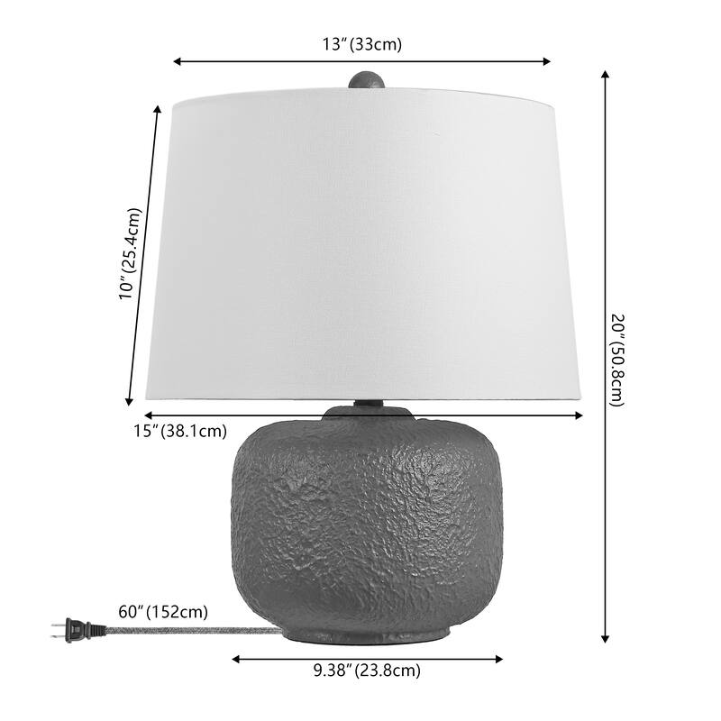 Qualm 20" Resin/Metal Rounded Barrel LED Table Lamp, (Set of 2), By JONATHAN Y