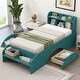 preview thumbnail 9 of 14, Twin Size Wood Platform Bed with 2 Drawers and Storage Headboard