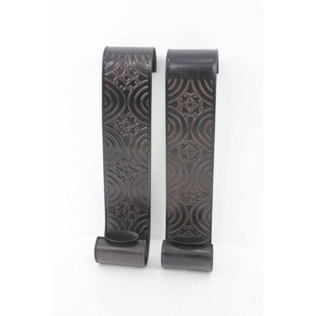 Brown Metal Wall Sconce Set for Pillar Candles, 2-Piece Cuboid Design - 5” D x 5” W x 23.25” H