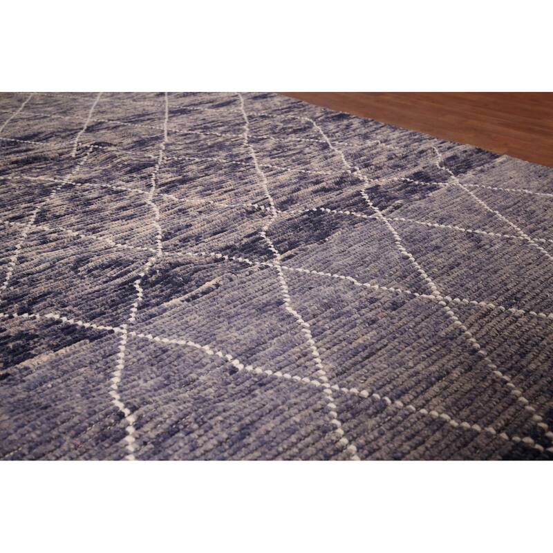 All-Over Trellis Moroccan Area Rug Hand-Knotted Wool Carpet - 4'10"x 9'1"