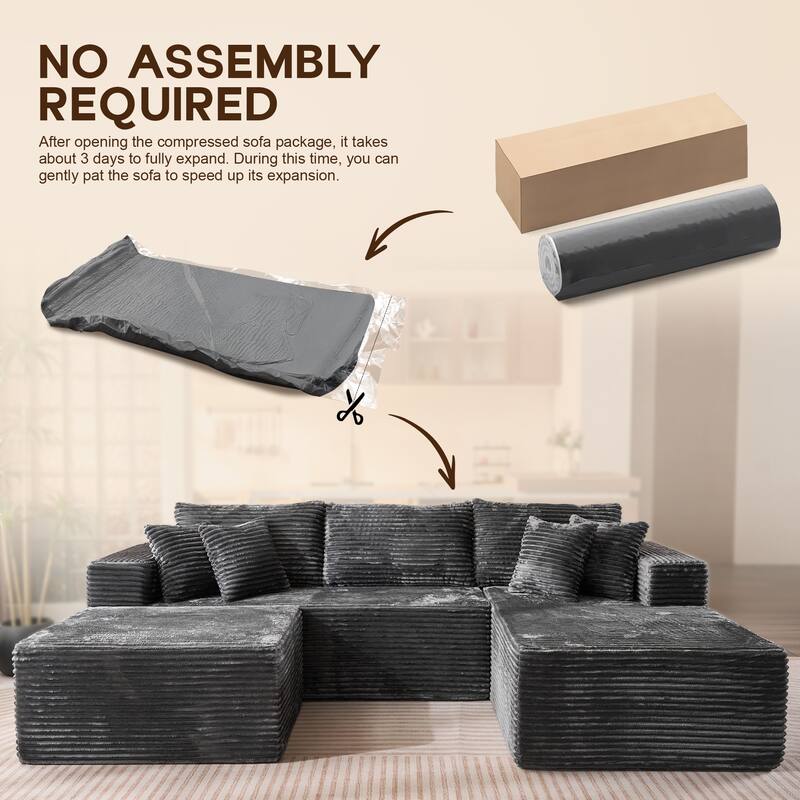 OVIOS All-Foam Cloud L-Shaped Lounger Sofa​ ​​With Ottoman​