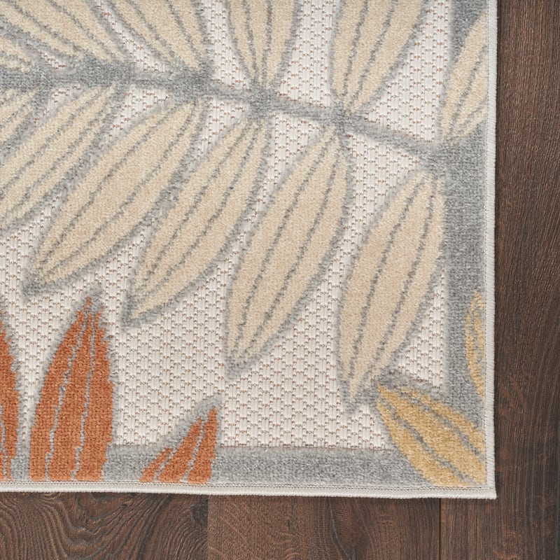 Nourison Alice Indoor/Outdoor Floral Area Rug - 5'3" x 7'5" - Blue/Mocha