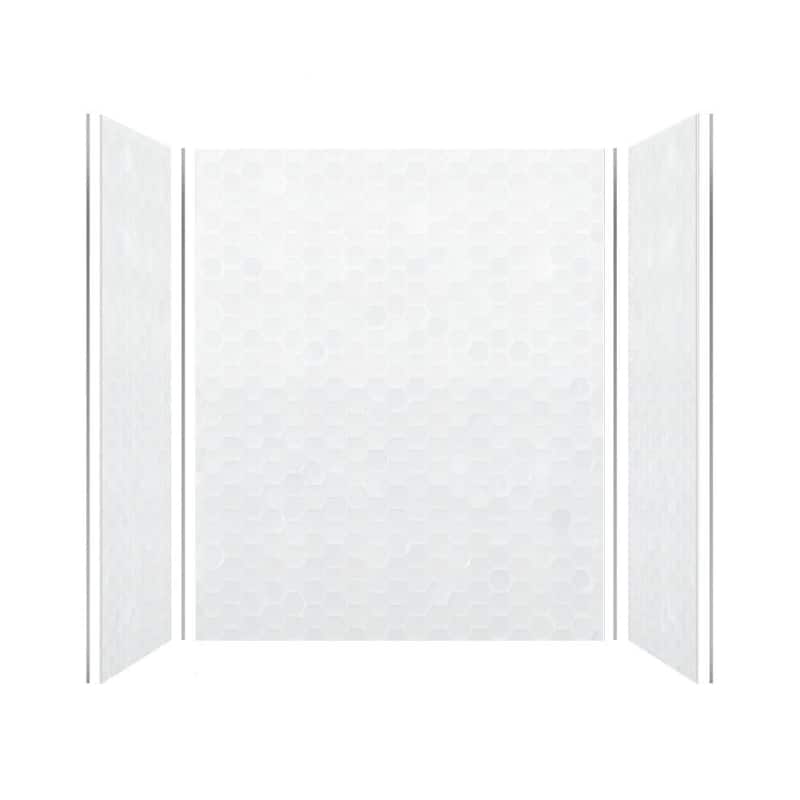 Transolid PWK603672 Prodigy 72" H x 60" W x 36" D Three Panel Shower - Glossy White 3D Hexagon