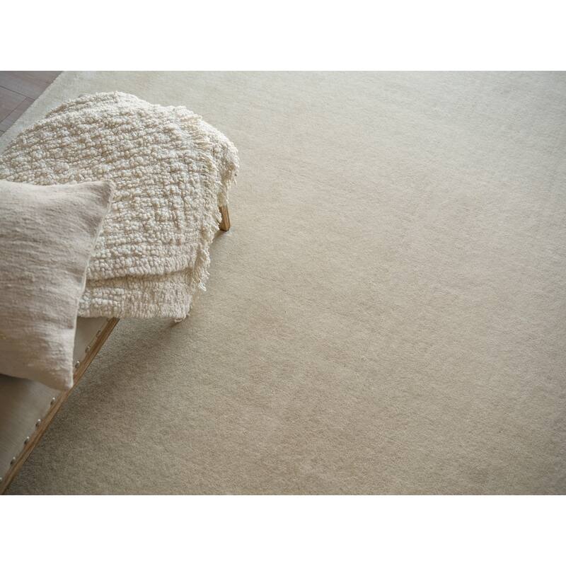 Velutto Modern Handmade Silky Nylon in Light Beige Area Rug