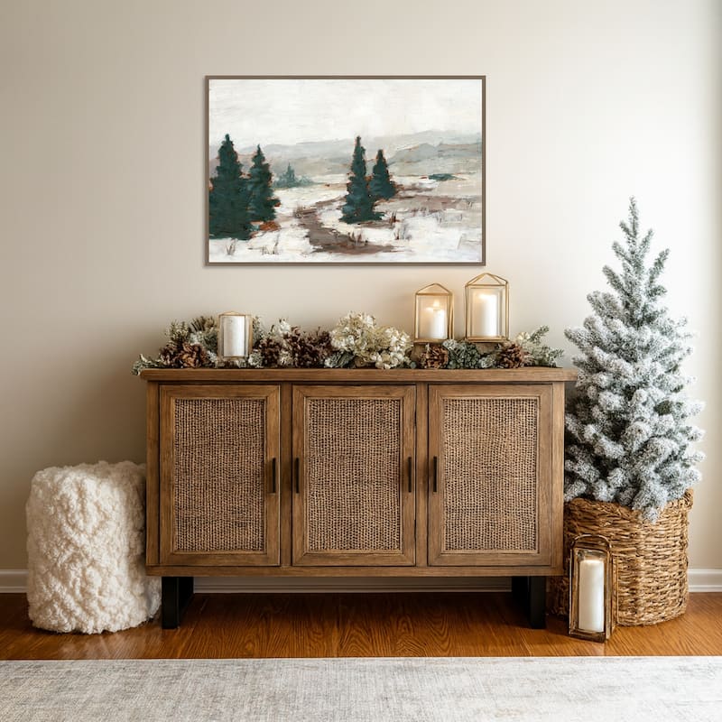 Melting Snow I by Ethan Harper Framed Canvas Wall Art Print - Sylvie Dark Gold