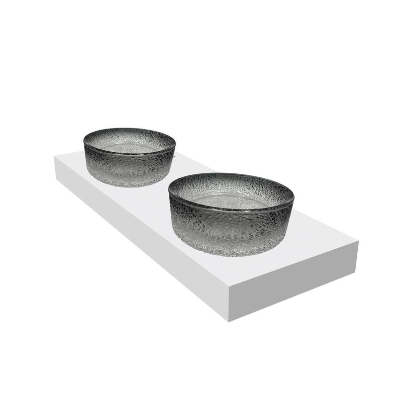 Stadium 16" & 14" Round Decorative Crystal Vessel Sinks With White Base