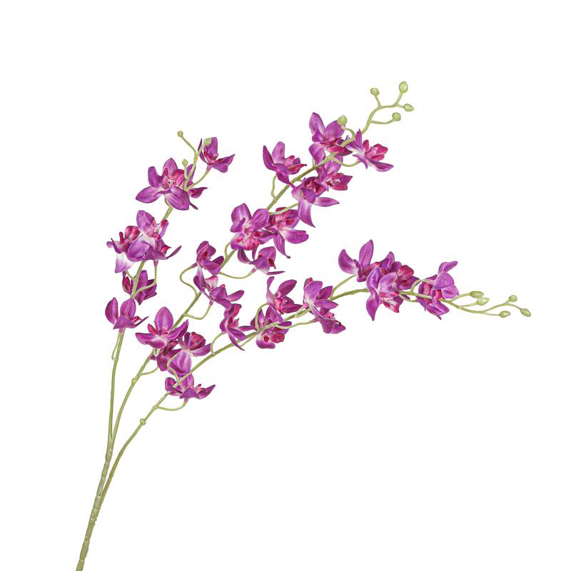 Set of 4 Petite Purple Fuchsia Artificial Dendrobium Orchid Flower Stem Spray 34in - 34" L x 4" W x 4" DP