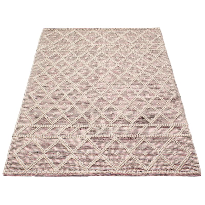 ECARPETGALLERY Braid weave Sienna Pink Wool Rug - 5'1 x 8'0