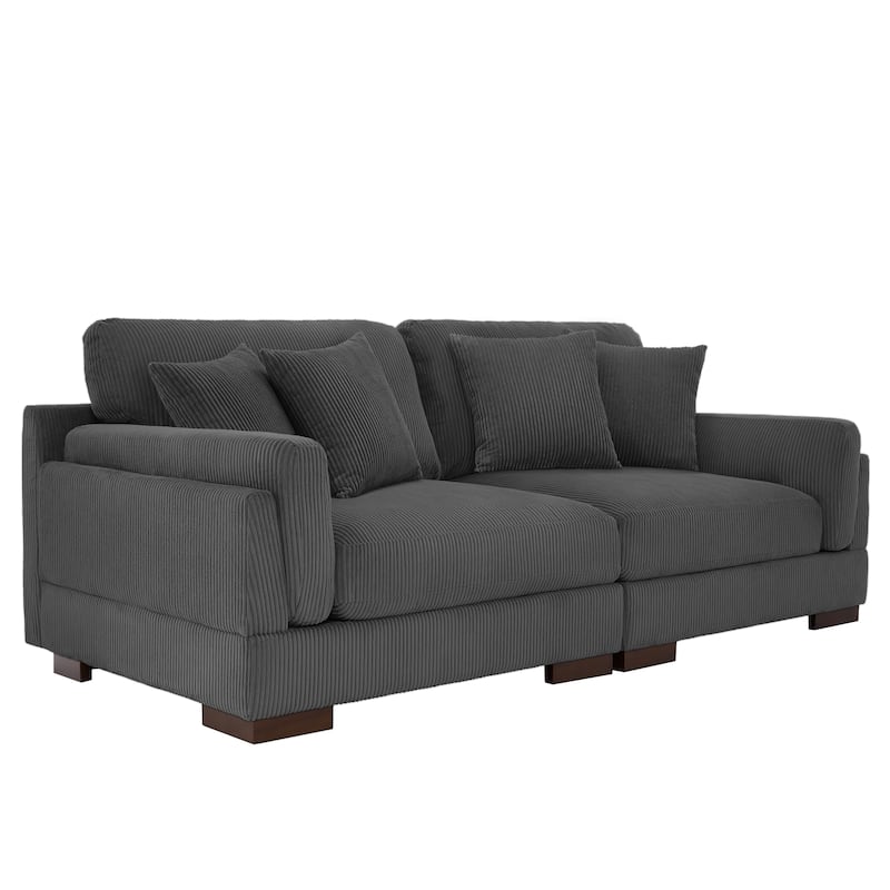 90.2"W Corduroy Upholstered Living Room Sofa