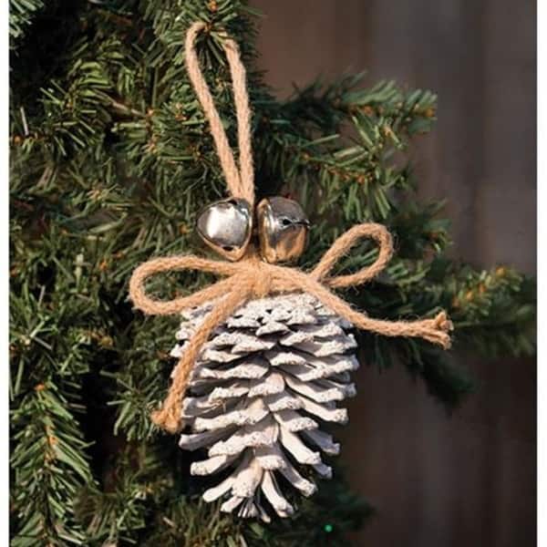 White Glitter Pinecone Ornament 5 - 5 high by 3 wide