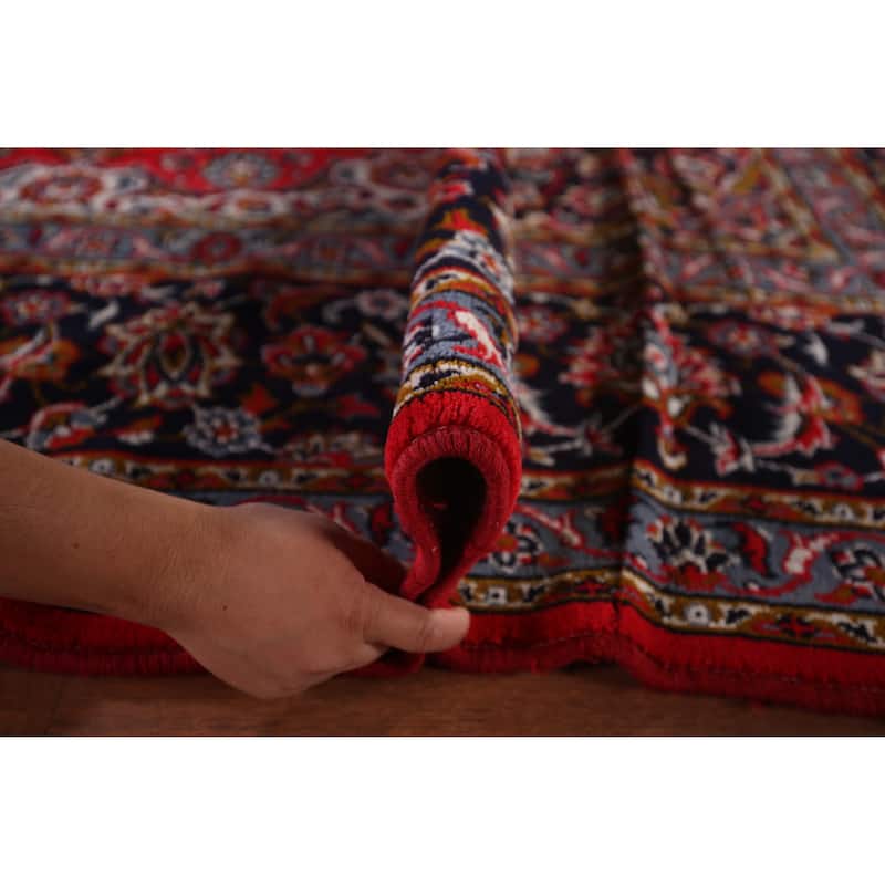 Red Kashan Turkish Area Rug Machine Made Bedroom Carpet - 9'9" x 12'0"