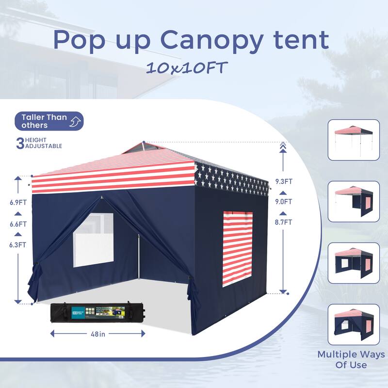 10' x 10' Pop Up Outdoor Canopy Tent Commercial Instant Reinforce Canopies with Wheeled Carry Bag
