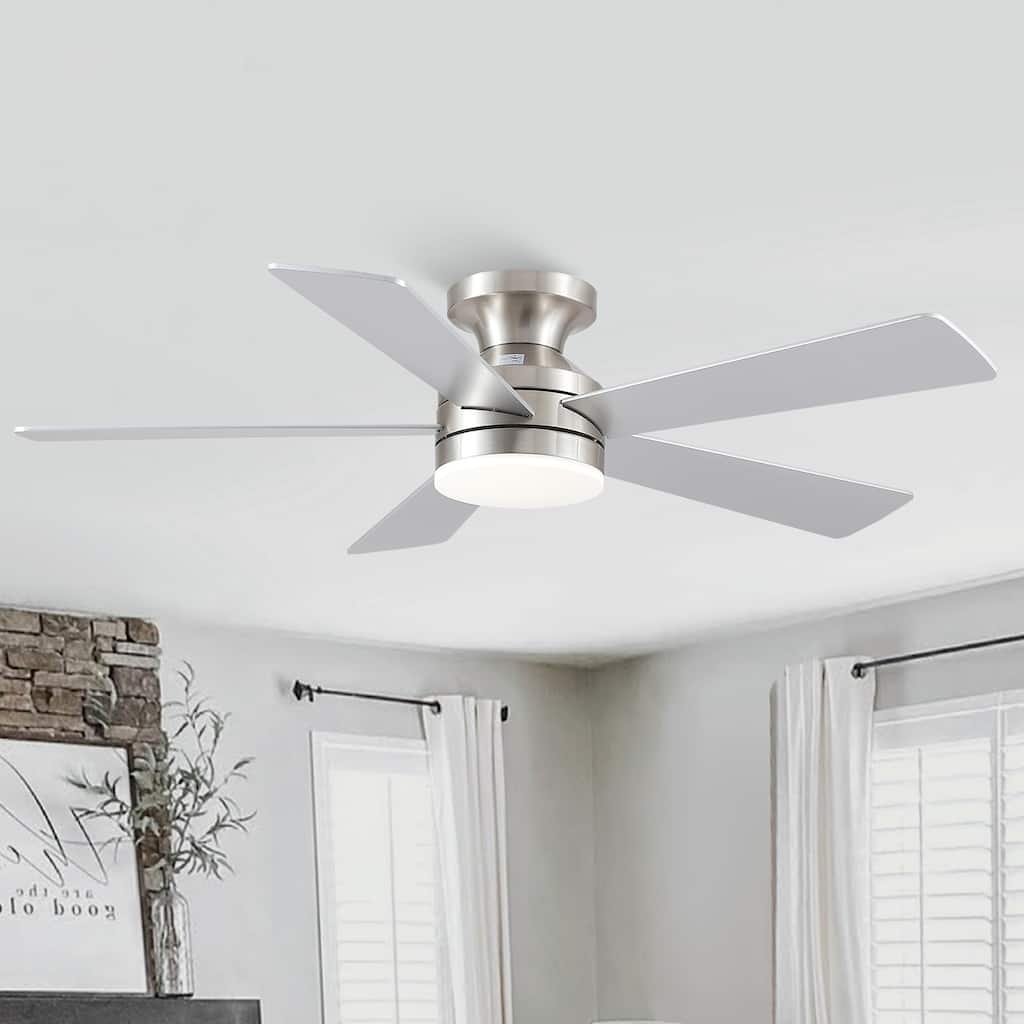 Kviflon 46" Low Profile Ceiling Fan with Light and Remote 3 Color Temperature Dimmiable LED,Powerful Airflow,DC Motor