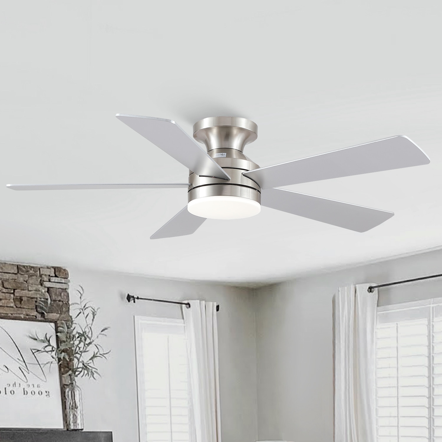 46-Inch Low-Profile Ceiling Fan with Light, Quiet DC Motor, 6 Speeds and Remote - 46 Inches