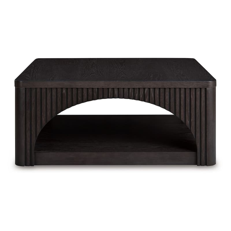 Yini Square Cocktail Coffee Table, Caster Wheels, 38 Inch Black Wood