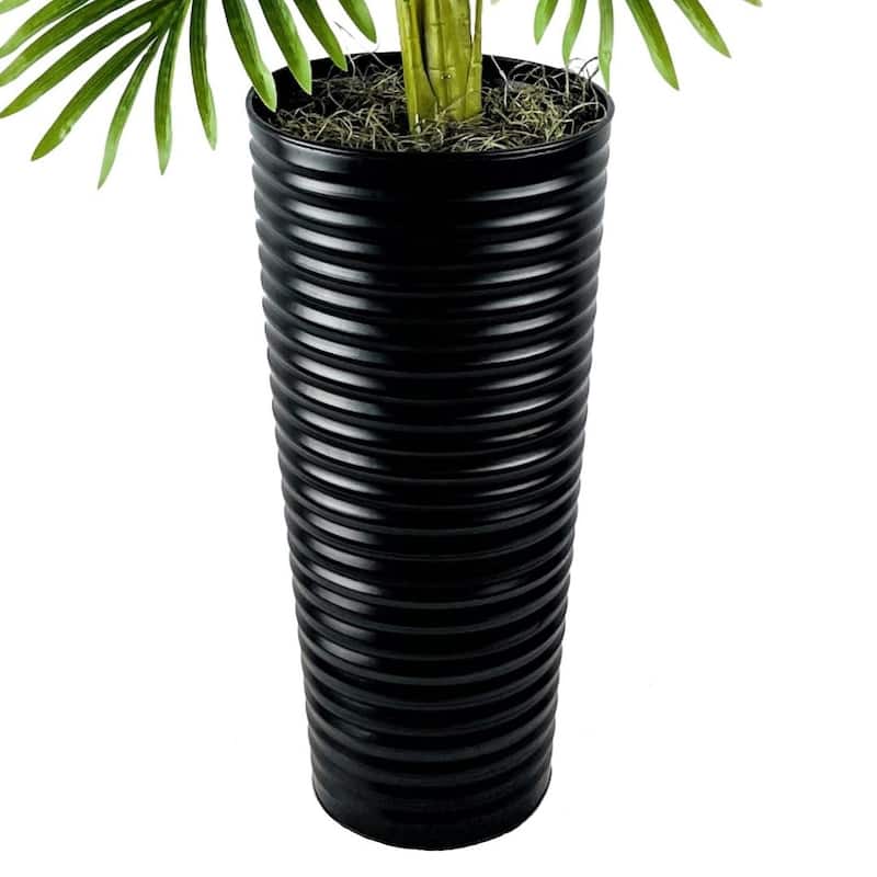 48-Inch Artificial Palm in Black Ribbed Metal Planter
