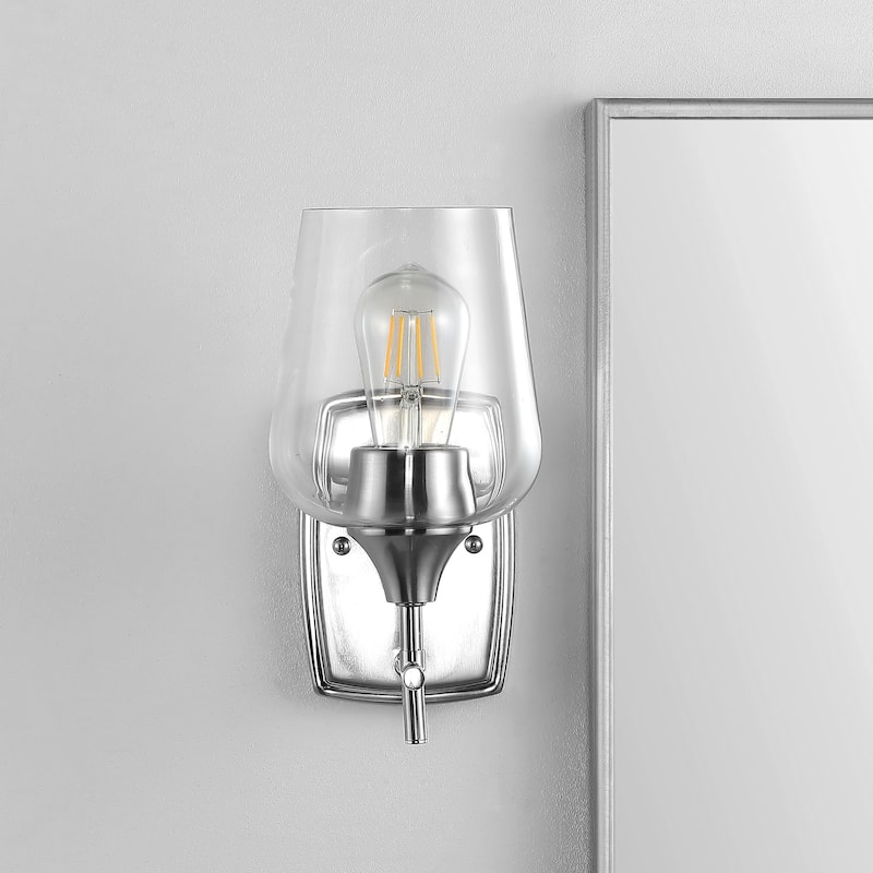 SAFAVIEH Lighting Avigail Wall Sconce - 5.5"x8"x11" - Nickel/Clear - 6Wx8Dx11H