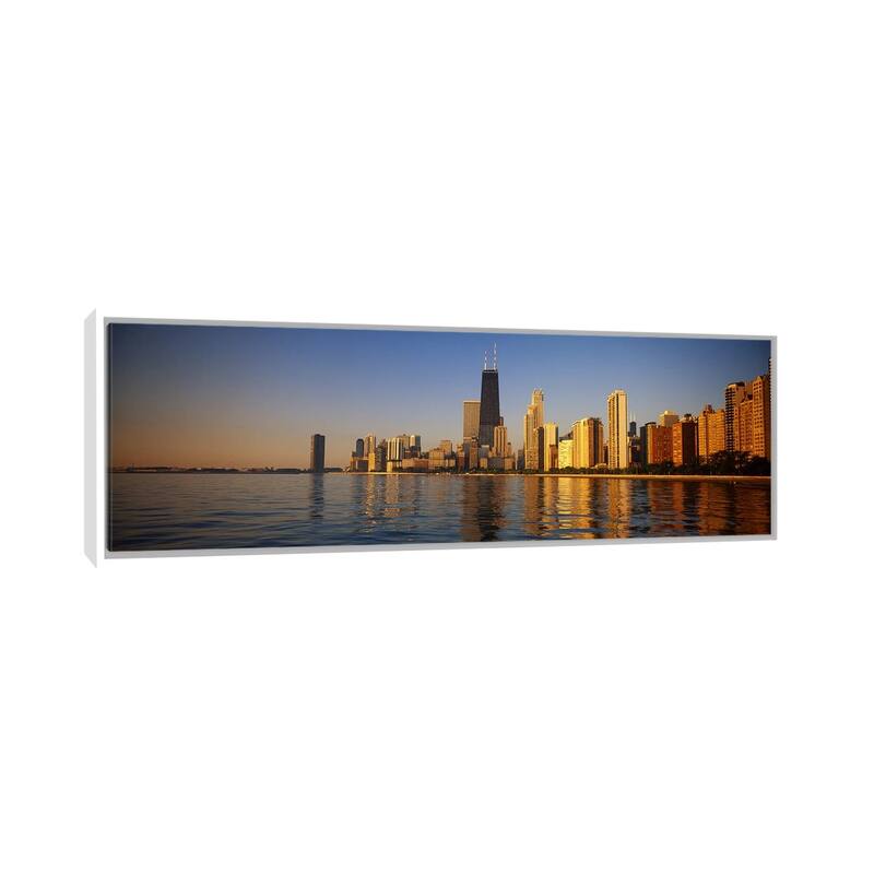 iCanvas "Buildings on the waterfront, Chicago, Illinois, USA" by Panoramic Images Framed Canvas Print - 24x72 - White