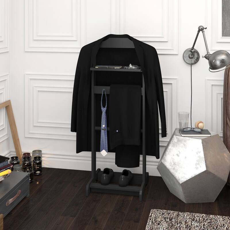 Accent Portable Garment Rack, Clothes Valet Stand with Storage Organizer, for Bedroom, Living room