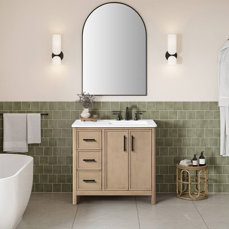 OVE Solas Bathroom Vanity with White Engineered Stone Top