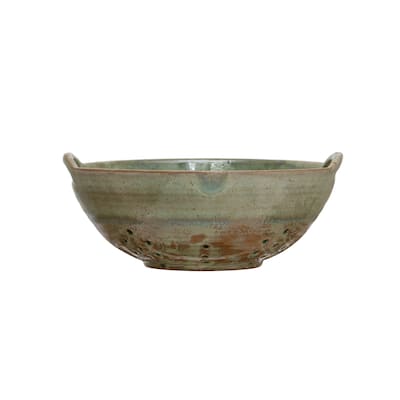 Stoneware Berry Bowl with Handles - 8.4"L x 7.9"W x 3.4"H