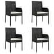 preview thumbnail 40 of 91, vidaXL 3 Piece Patio Dining Set with Cushions Black Poly Rattan - 18.9" x 21.7" x 34.6"