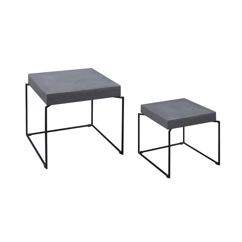 Casual Elements Grey Concrete/Resin Square Nesting Side Tables