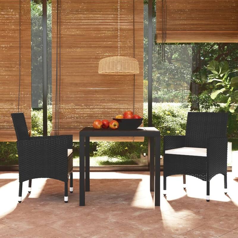 vidaXL Patio Dining Set with Cushions Poly Rattan