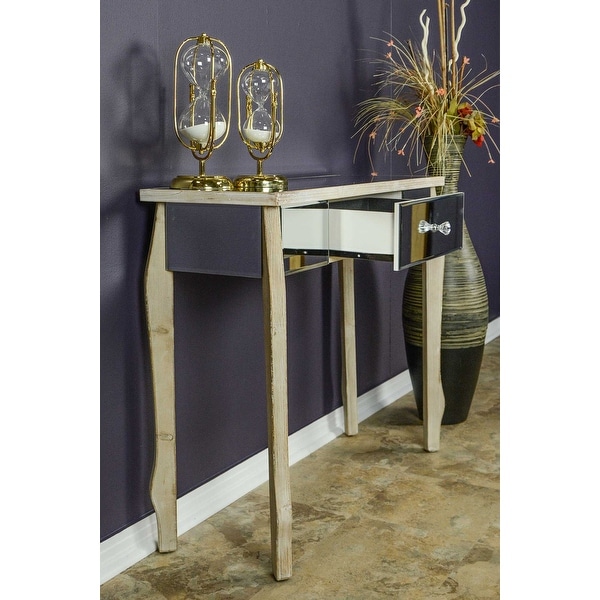 1 Drawer Mirrored Console Table Mdf Wood Gl In 1 Drawer Mirrored Console Table Mdf Wood Gl In White Washed Free Shipping Today 24231951