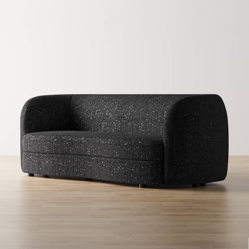 Furniture of America Ophelia Modern Curved Arms Boucle Sofa Couch with Kidney Style Seat and Round Wooden Legs