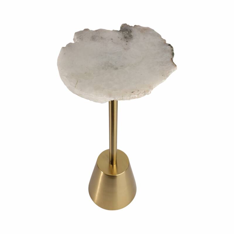 Freeform Agate Natural Edge Side Table with Metal Base