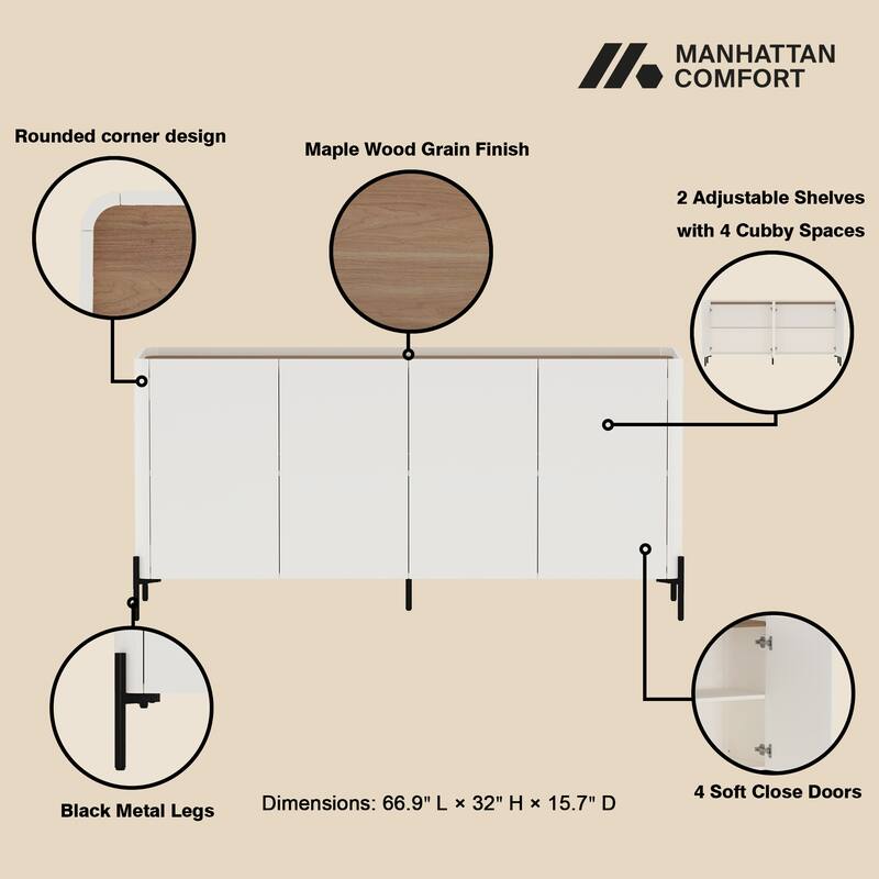 Manhattan Comfort 2-Piece Modern Abbey Accent Cabinet and Sideboard Set