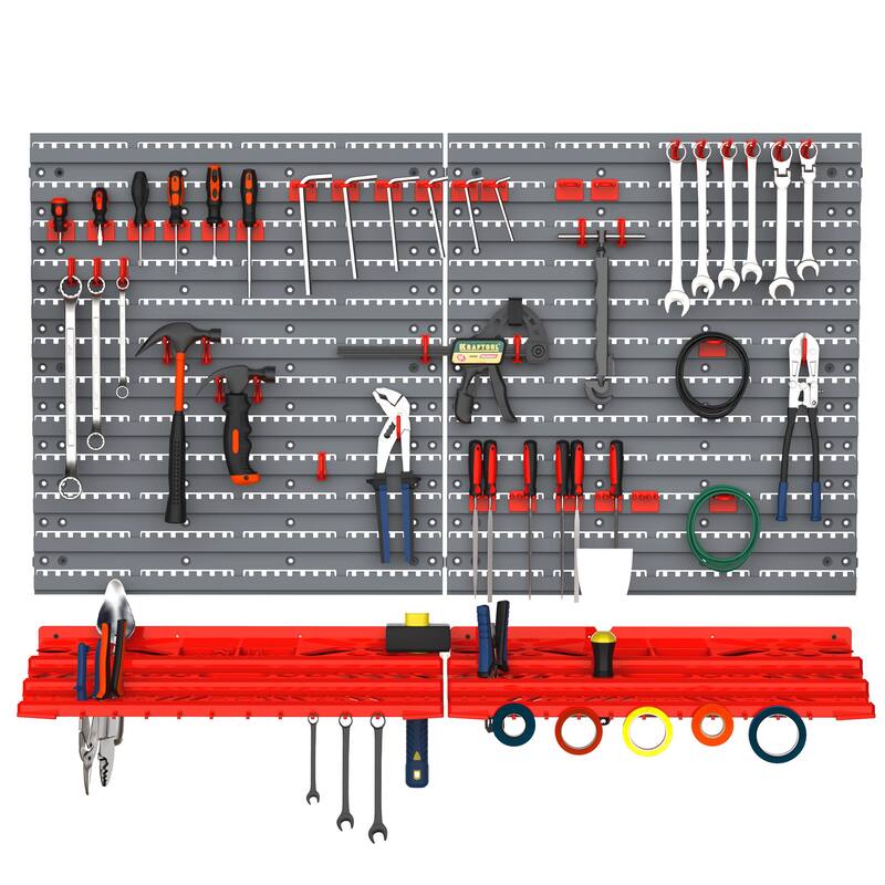 DURHAND 54 Piece Wall Mount Pegboard and Shelf Tool Organizer