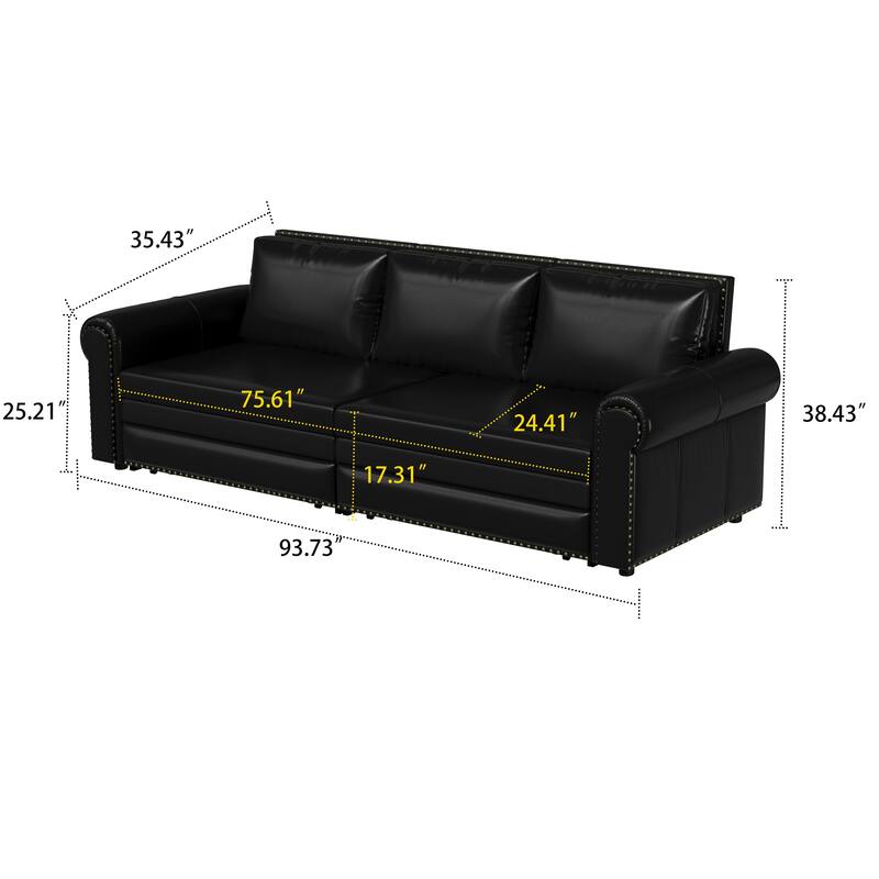Classic Elegant Convertible Upholstered Sofa Sleeper Sofa with Pull Out Bed