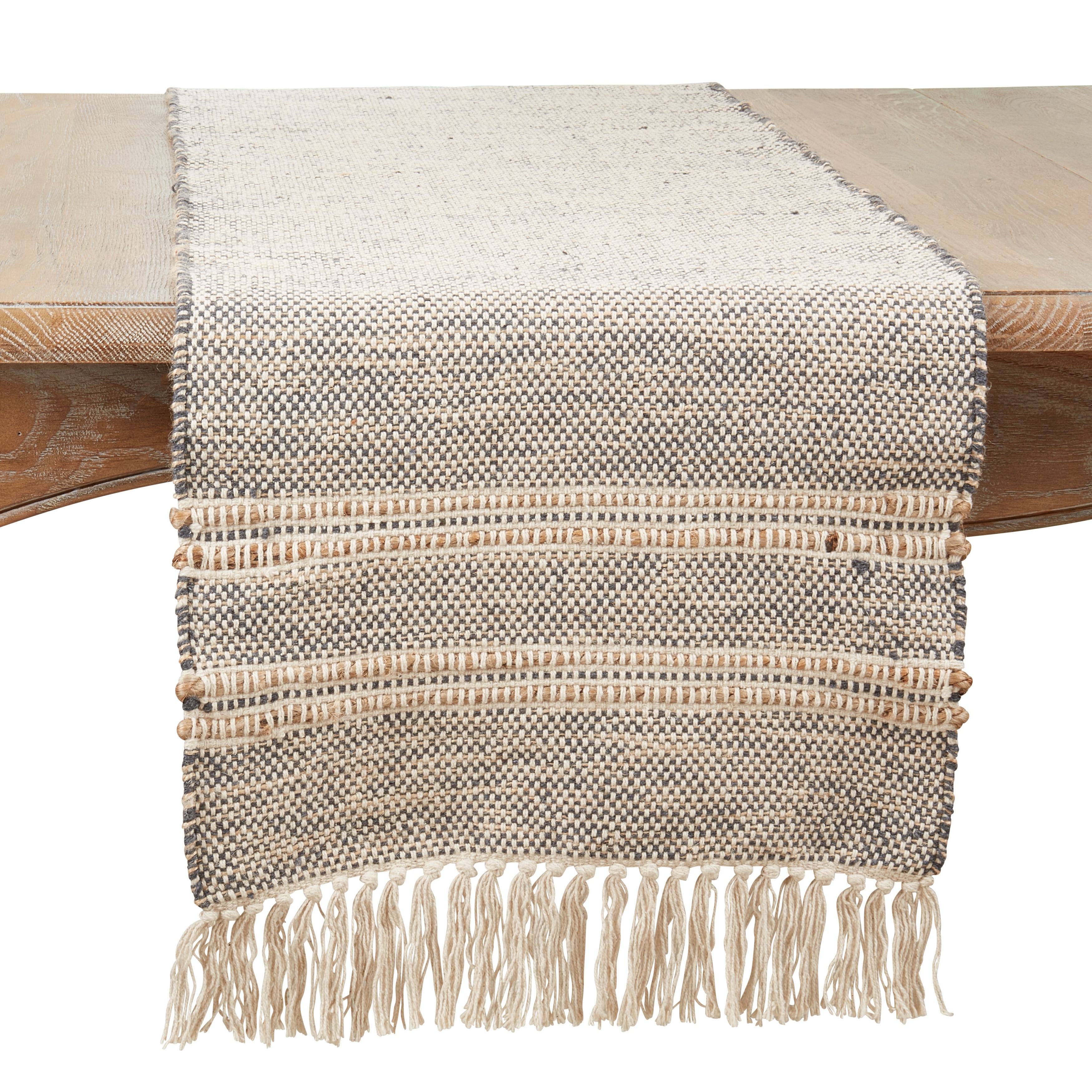 Striped Design Tassel Table Runner - 16"x72"