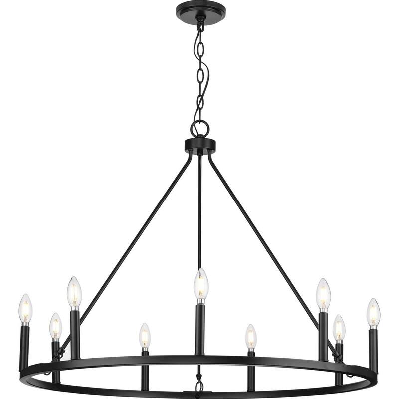Gilliam Collection Nine-Light Matte Black New Traditional Chandelier - 35.5 in x 35.5 in x 26.5 in