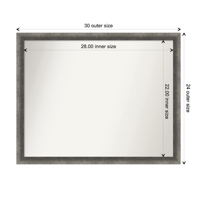 Burnished Concrete Narrow Non-Beveled Wood Framed Wall Mirror - Burnished Concrete Narrow - Glass Size 28x22