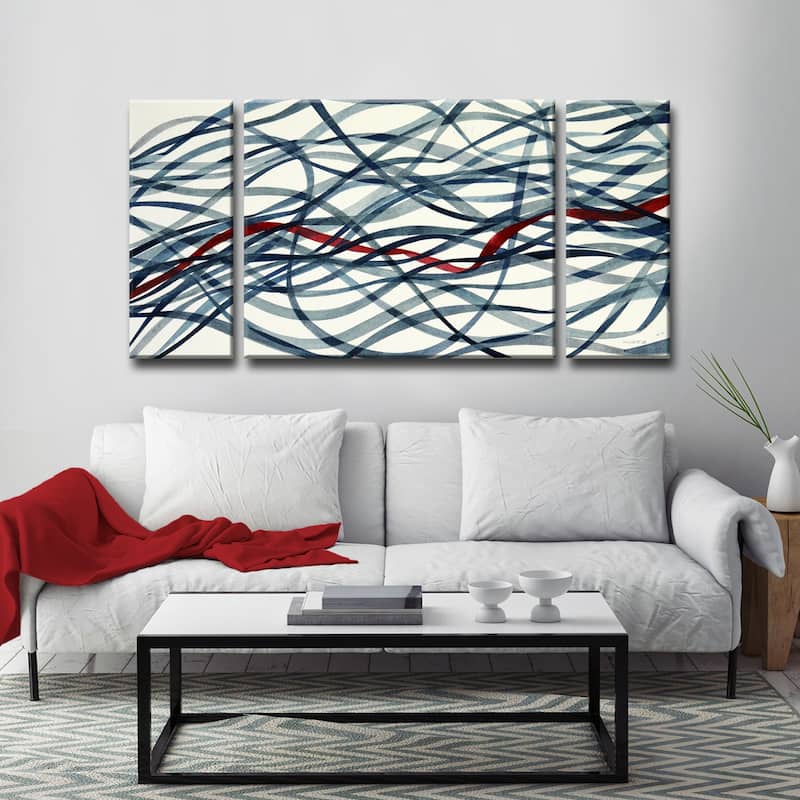 'Scarlett Ribbon' Wrapped Canvas Wall Art Set by Norman Wyatt Jr.