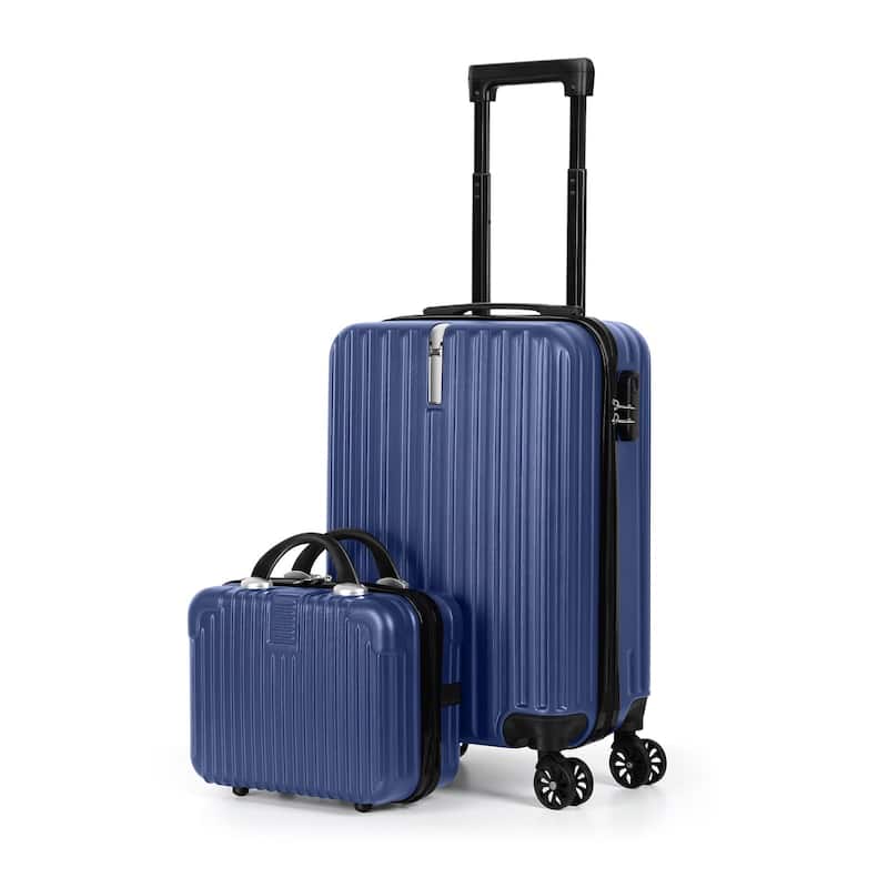 2PCS Luggage Two Piece Rolling Luggage Set Lightweight With Hook 20 + 14 Blue