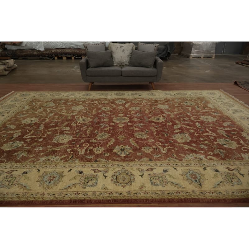 Hand Knotted Oriental 100% Wool Carpet Traditional All-Over Oranges & Rust Peshawar Area Rug - 14' 3'' X 10' 2''