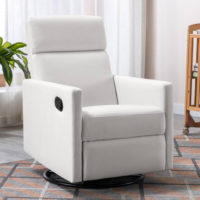 Swivel Gliders Chairs Upholstered Recliners Chair Modern Tilt Rocking Chair for Nursery Chairs with Adjustable Headrest Footrest