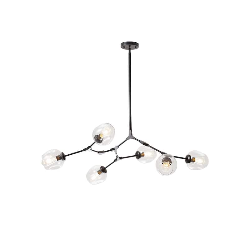 8-Light Black Modern Full-angle Adjustable Chandelier with Clear Glass Shades