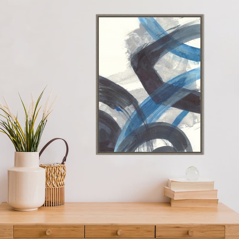 Blue Brushy Abstract I by Danhui Nai Framed Canvas Art