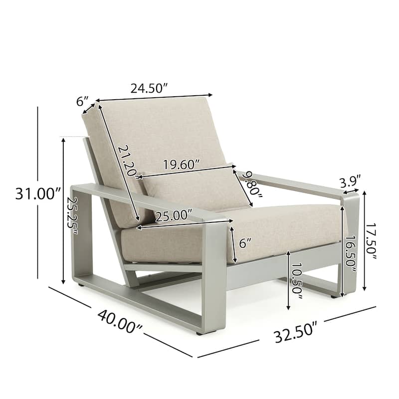 Christopher Knight Home - Milo Modern Outdoor/Indoor Aluminum Leisure Chair with Ergonomic Design