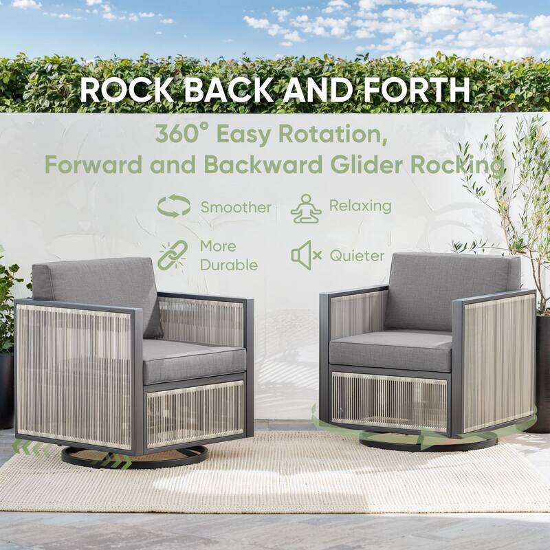 Pocassy 7-Piece Outdoor Sofa Swivel Chair with Ottoman