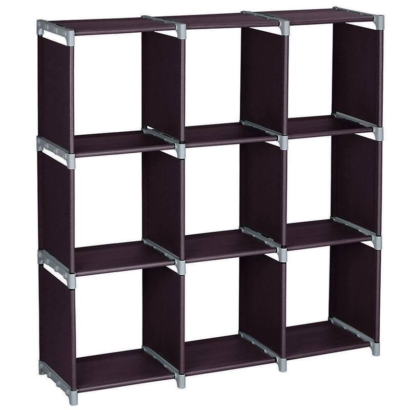 9-Cube DIY Storage Cube Organizer Closet Bookcase Cabinet Black/Brown